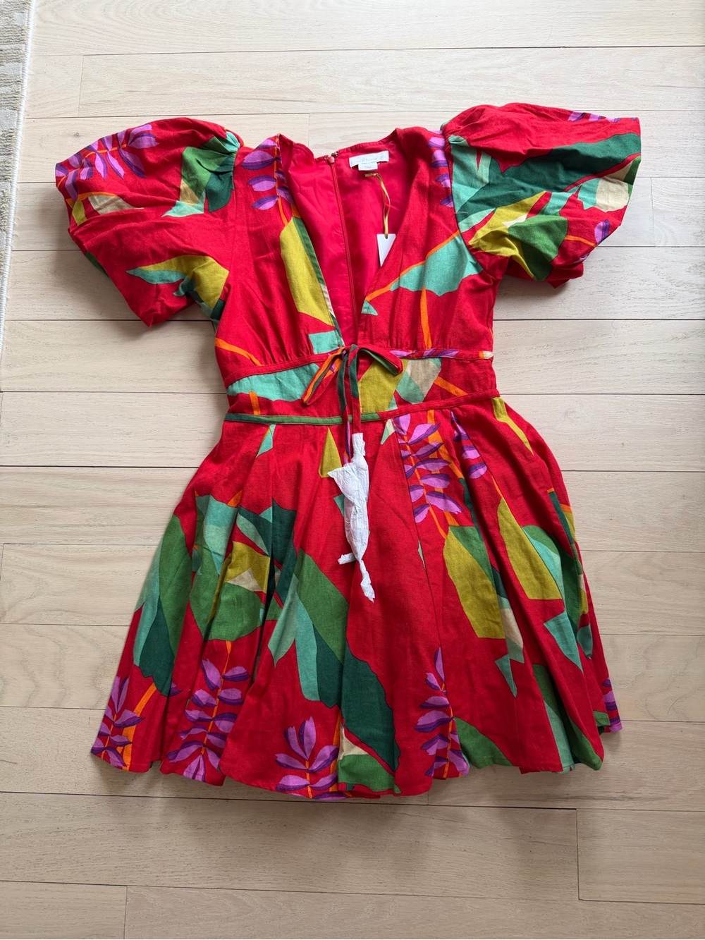 House of Harlow 1960 Red Tropical Print Mini Dress